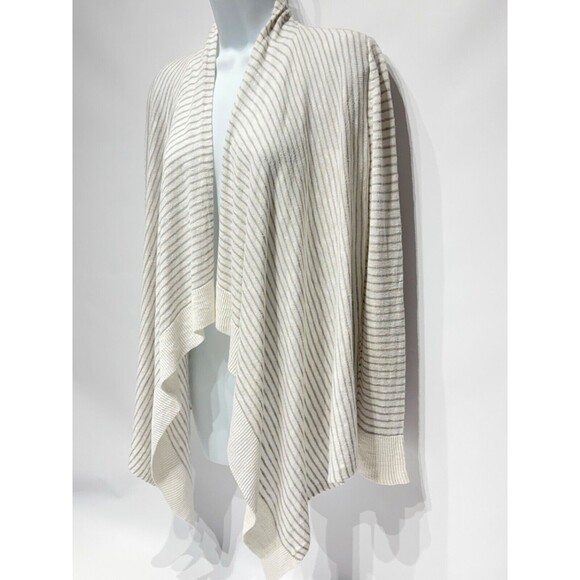 Eileen Fisher Open Cardigan Sweater Gray Stripe Linen Blend Women's Petite S - Picture 4 of 8
